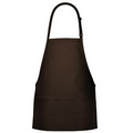 F10 Designer Brown Bib Apron W/ 3 Pockets & Slider Adjustment